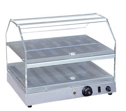 VETRINA 2 PIANI CALDA INOX/PLEX DH395
