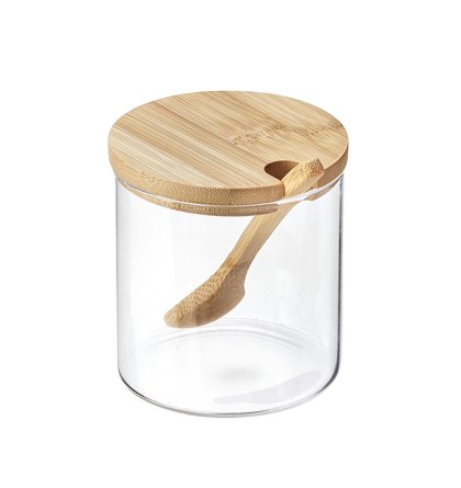 VASO VETRO C/COP+CUCCH BAMBOO 310ml