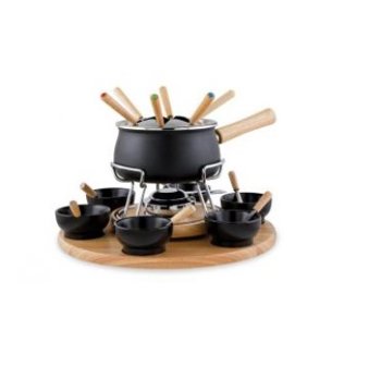 SET FONDUTA 25pz.NERA SMALTATA OPACA