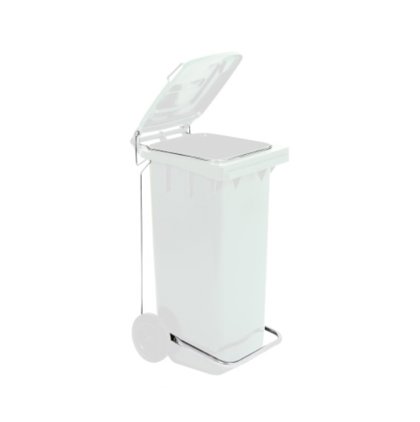 BIDONE 120lt.CON PEDALE COPERC.BIANCO