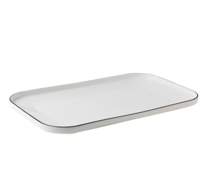 PIATTO RETT.33x20 C/BOR.IMP.FILO NERO