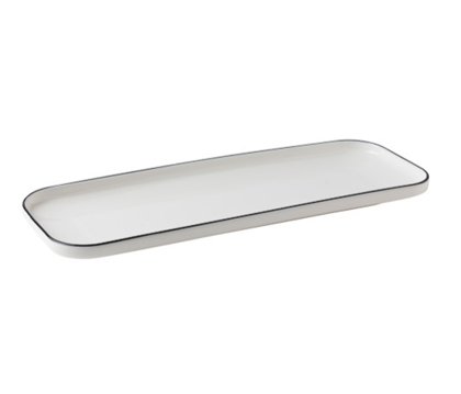 PIATTO RETT.32x12 C/BOR.IMP.FILO NERO