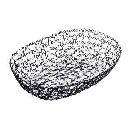 CESTINO PANE OVALE BOUCLÈ NERO 22×14×4