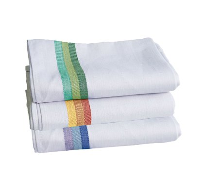 TORCIONE 50x70 B.CO FASCE COL ASSORTITI COTONE